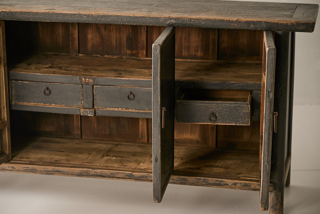 Vintage Distressed Black Elm Sideboard AH.106 - Circa 1875