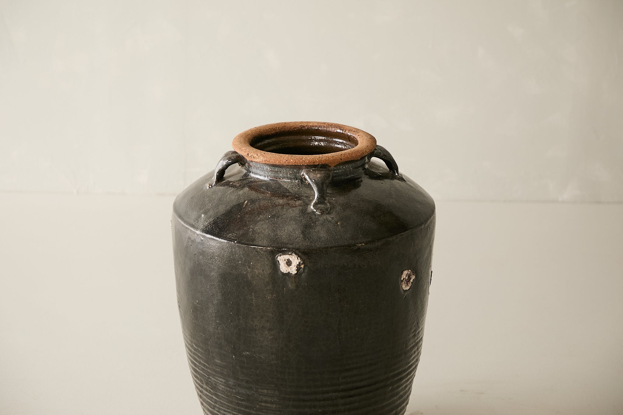 Vintage Black Porcelain Pot - Circa 1940