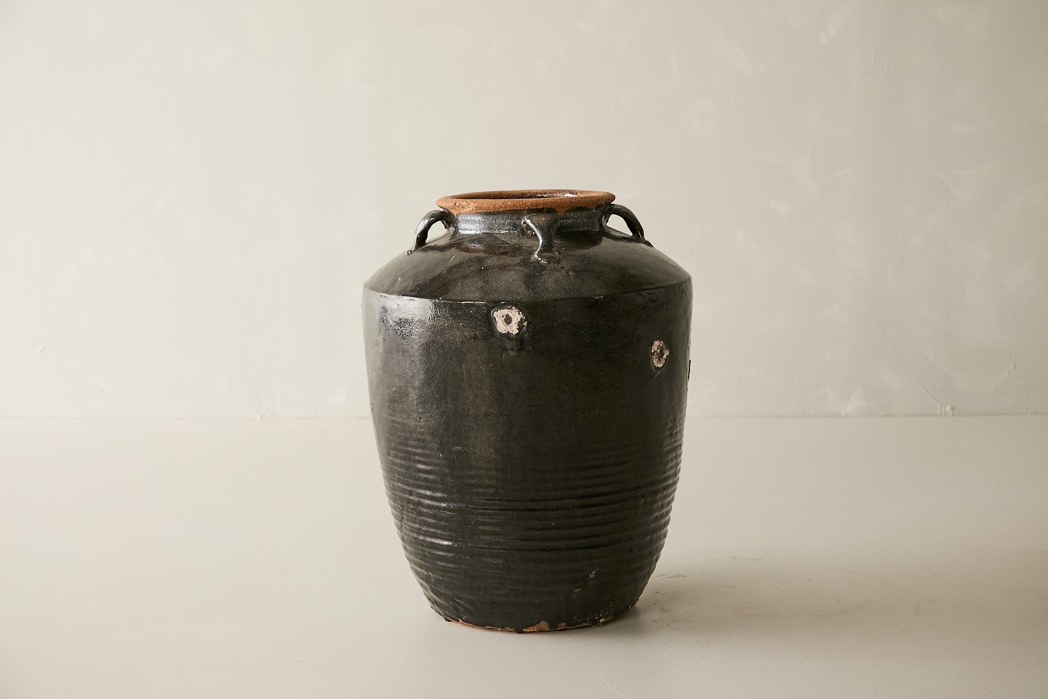 Vintage Black Porcelain Pot - Circa 1940