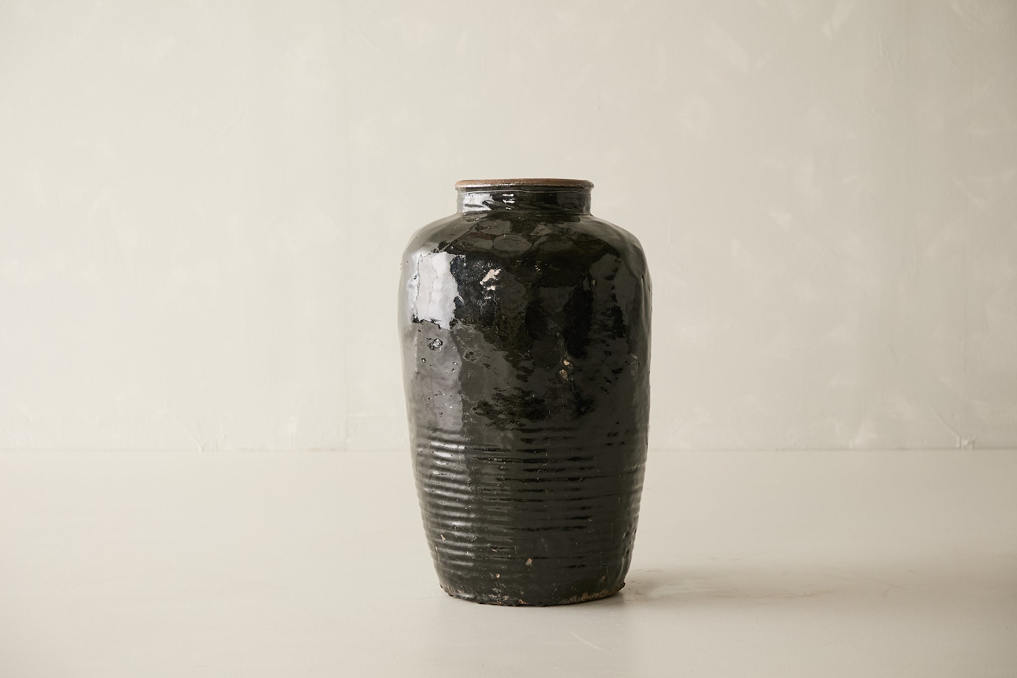 Vintage Black Porcelain Pot - Circa 1940