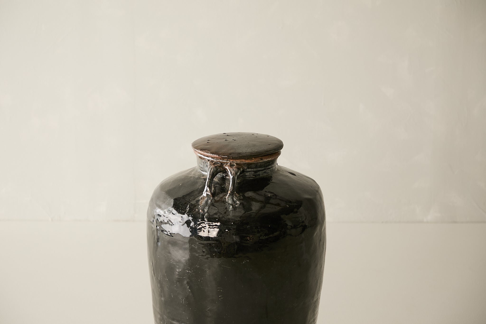 Vintage Black Porcelain Pot - Circa 1940