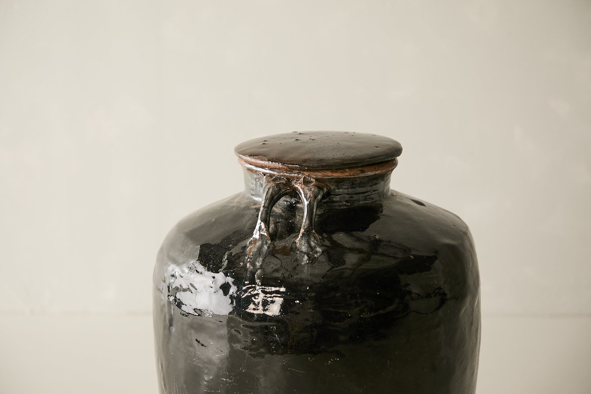 Vintage Black Porcelain Pot - Circa 1940