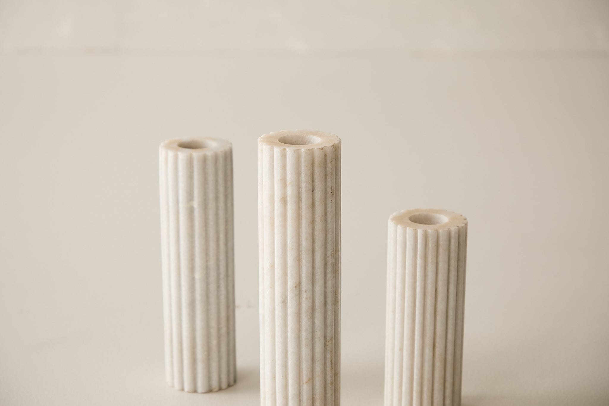Marble Fluted Candle Stand S/3
