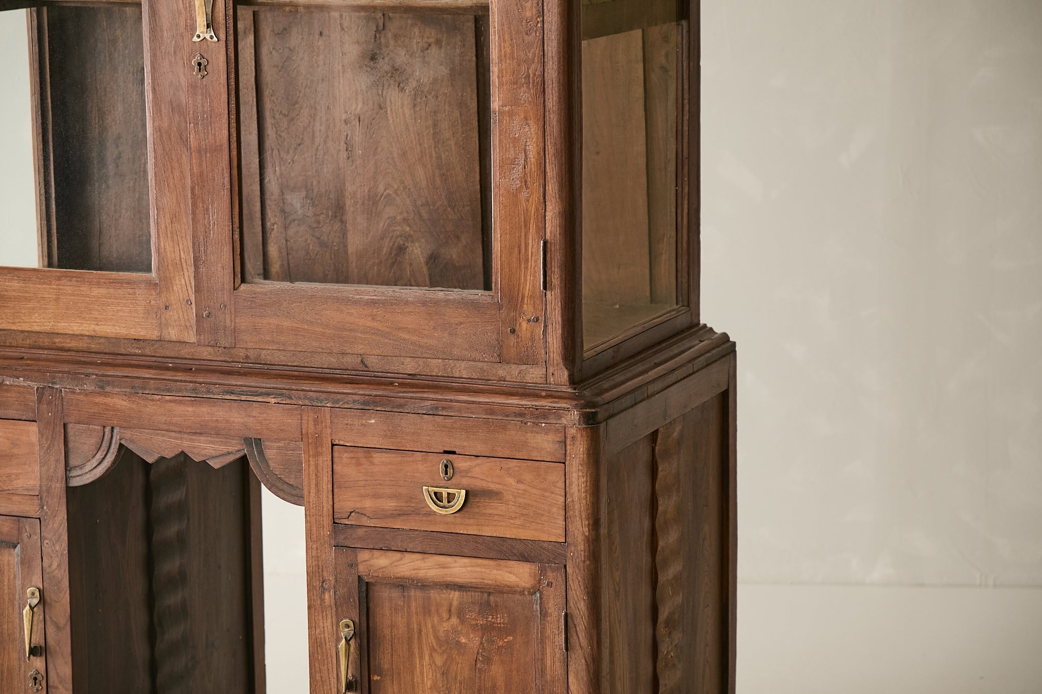 Vintage Two-Part Teak Display Cabinet T.028