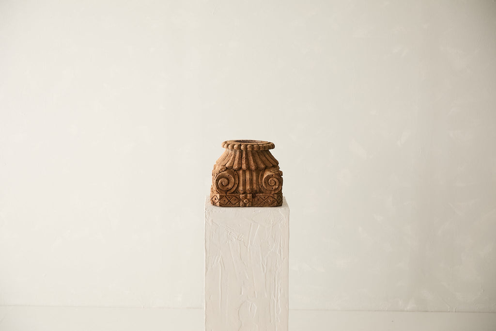 Vintage Teak Carved Candle Stand