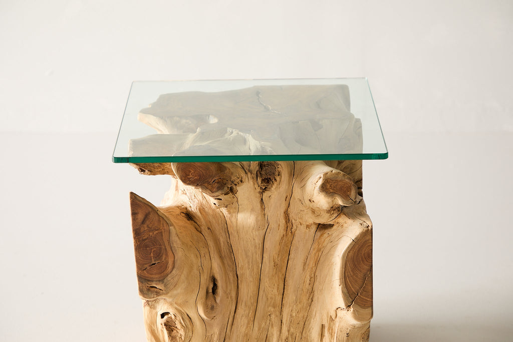 Teak Root Side Table - 16 Glass