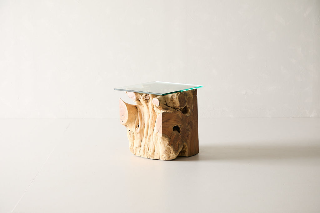 Teak Root Side Table - 16 Glass