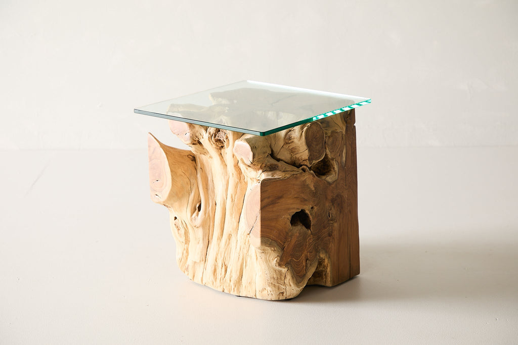 Teak Root Side Table - 16 Glass
