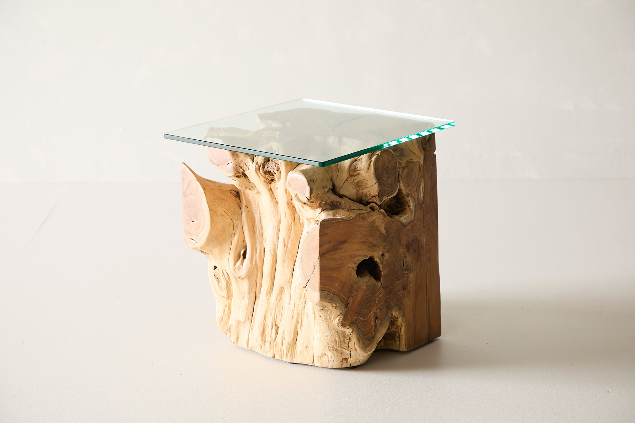 Teak Root Side Table - 16 Glass