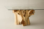 Teak Root Dining Table, 60 Square Glass Top