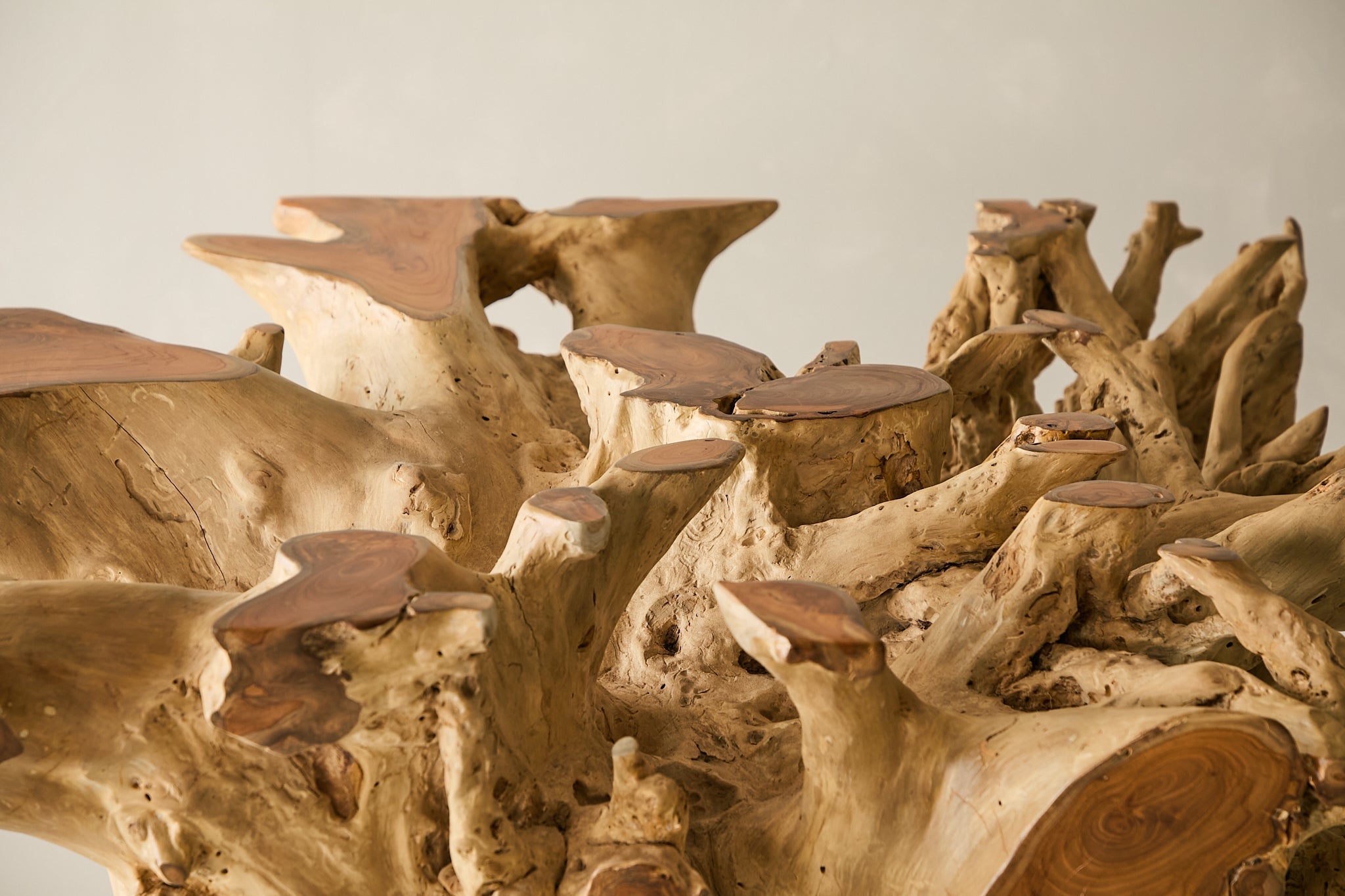 Teak Root Dining Table, 60 Square Glass Top