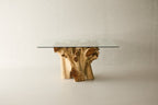 Teak Root Dining Table, 60 Square Glass Top