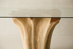 Teak Root Dining Table, 60 Square Glass Top
