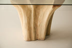 Teak Root Dining Table, 60 Square Glass Top
