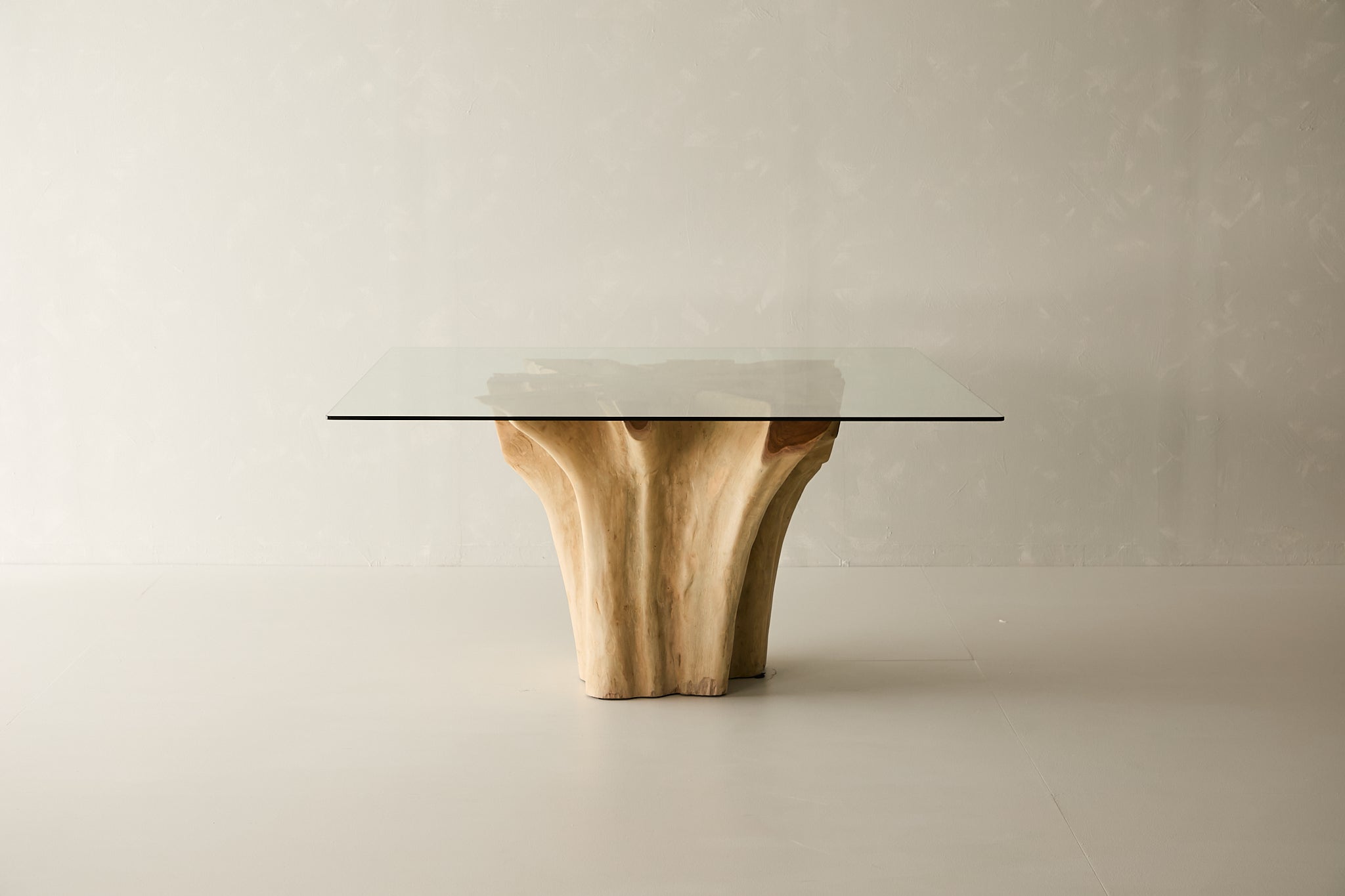 Teak Root Dining Table, 60 Square Glass Top