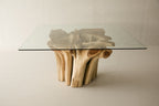 Teak Root Dining Table, 60 Square Glass Top