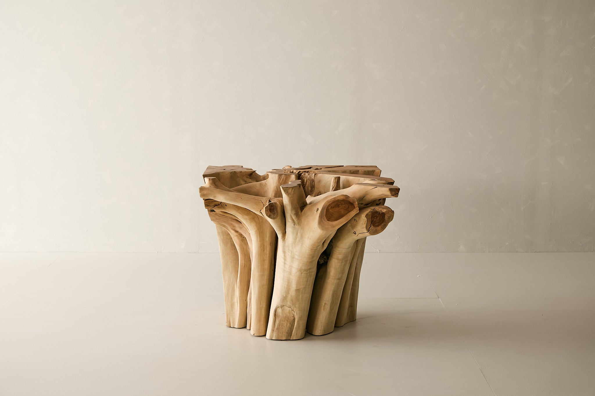 Teak Root Dining Table, 60 Square Glass Top