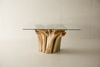 Teak Root Dining Table, 60 Square Glass Top
