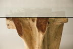 Teak Root Dining Table, 60 Square Glass Top