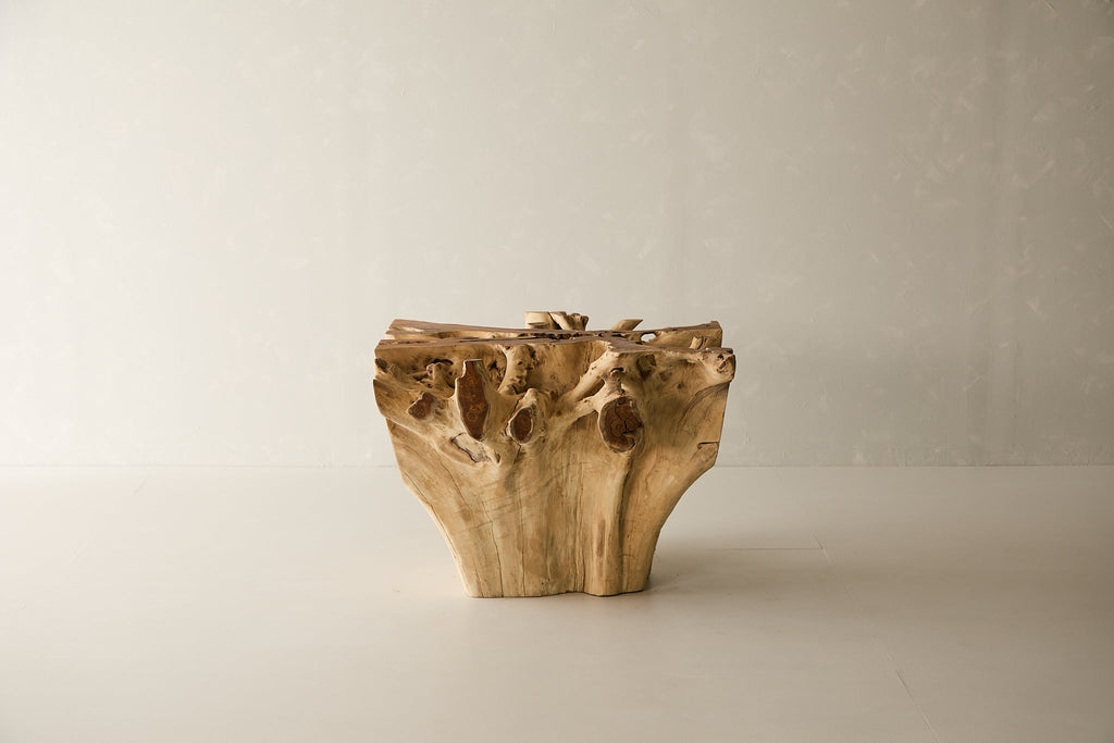 Teak Root Dining Table, 60 Square Glass Top