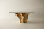 Teak Root Dining Table, 60 Square Glass Top