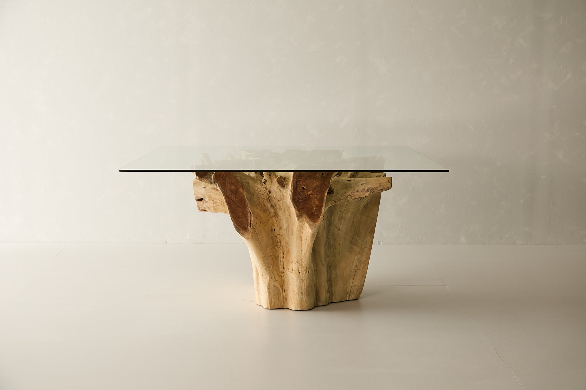 Teak Root Dining Table, 60 Square Glass Top