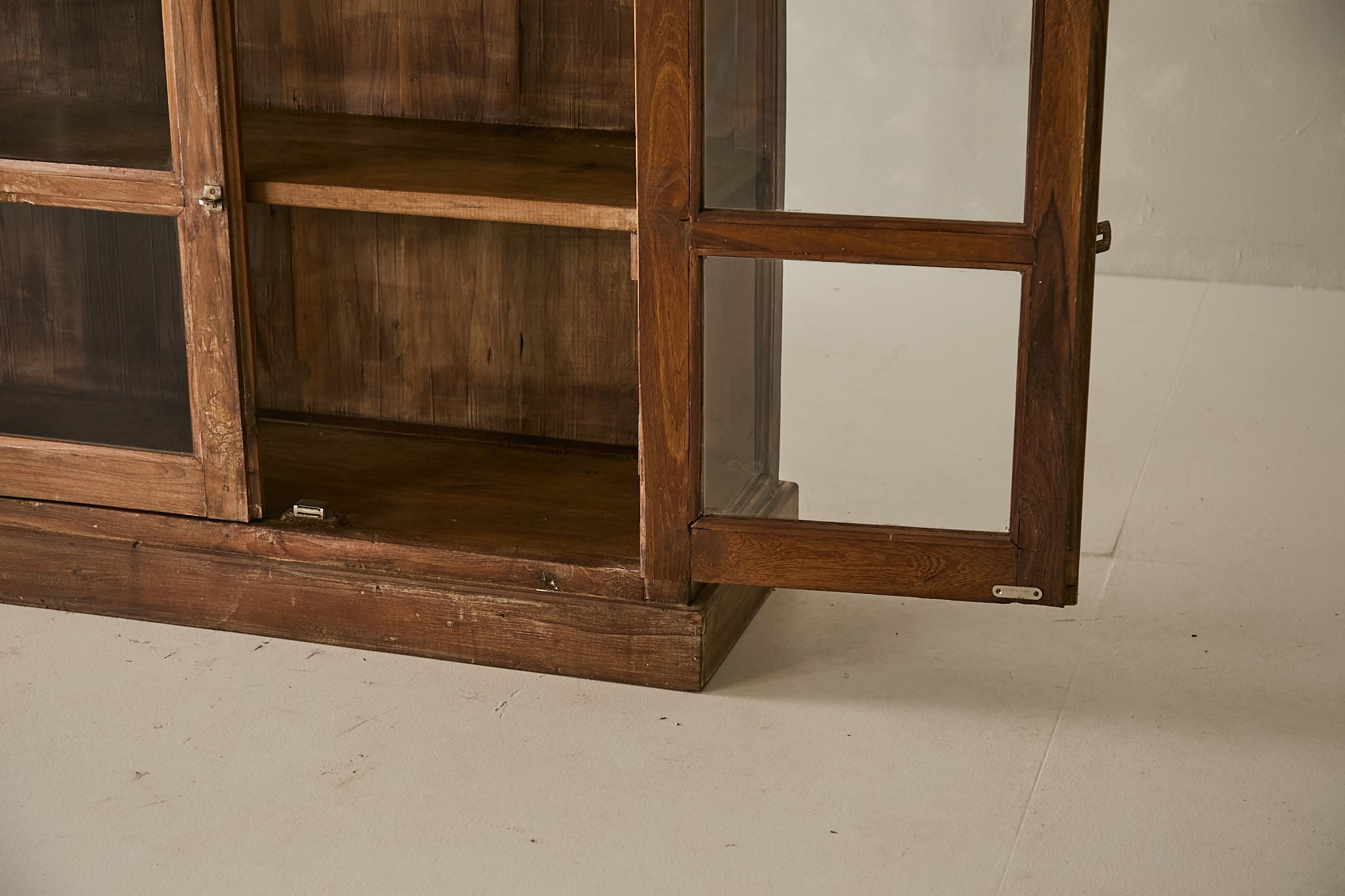 Vintage Two-Part Teak and Glass Cabinet T.044