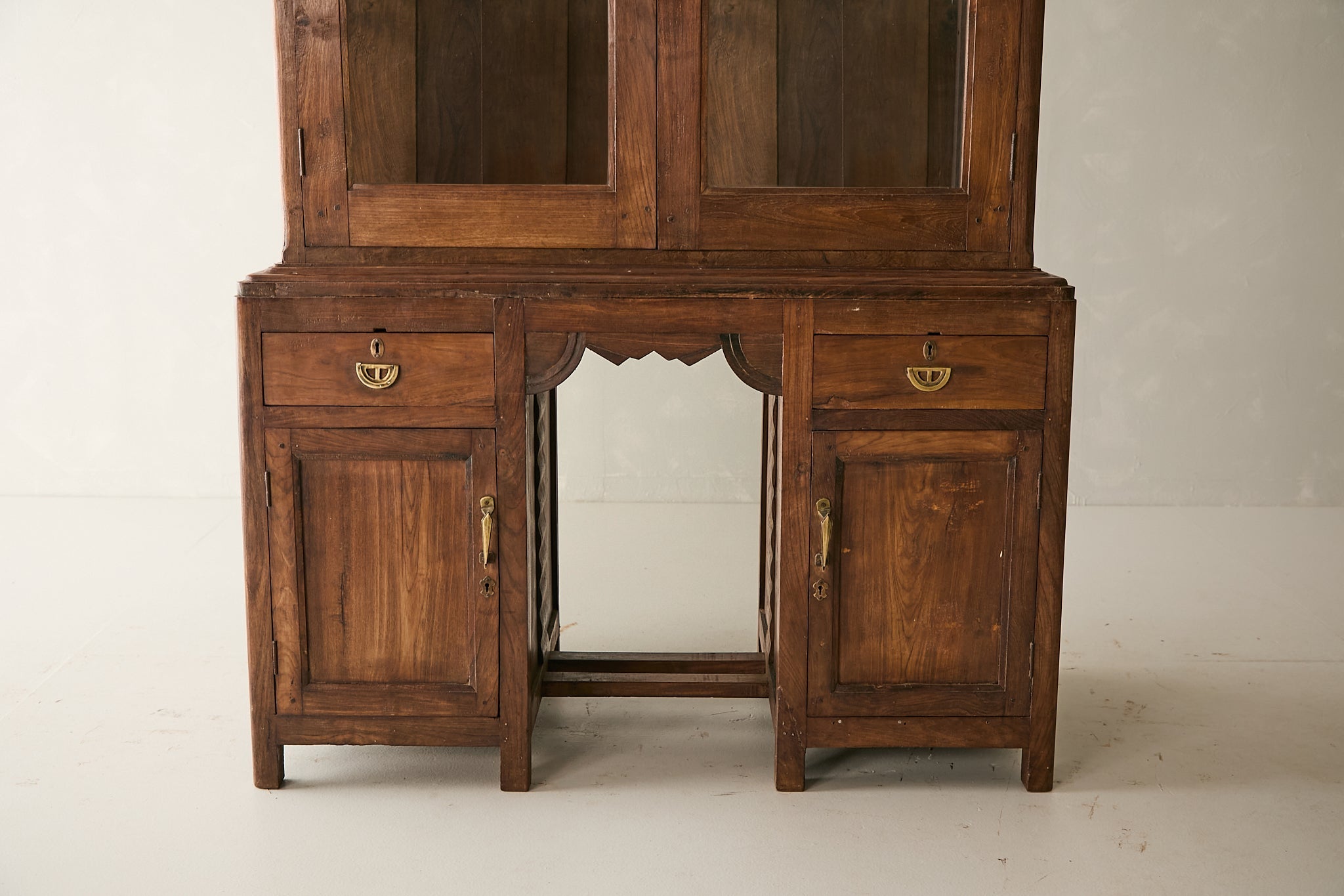Vintage Two-Part Teak Display Cabinet T.028
