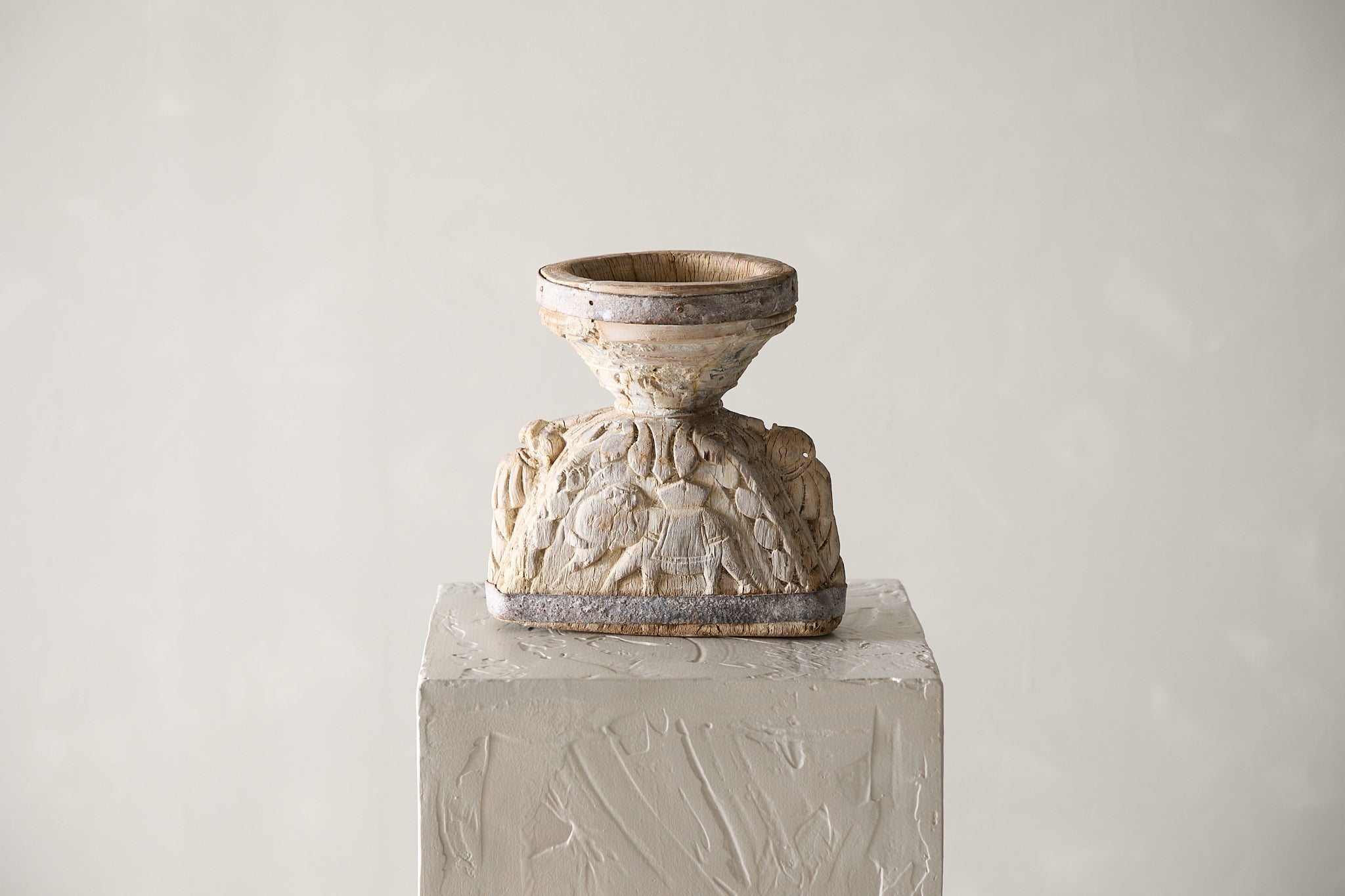 Vintage Carved Seeder Candle Stand