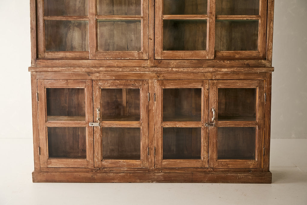 Vintage Two-Part Teak and Glass Cabinet T.044