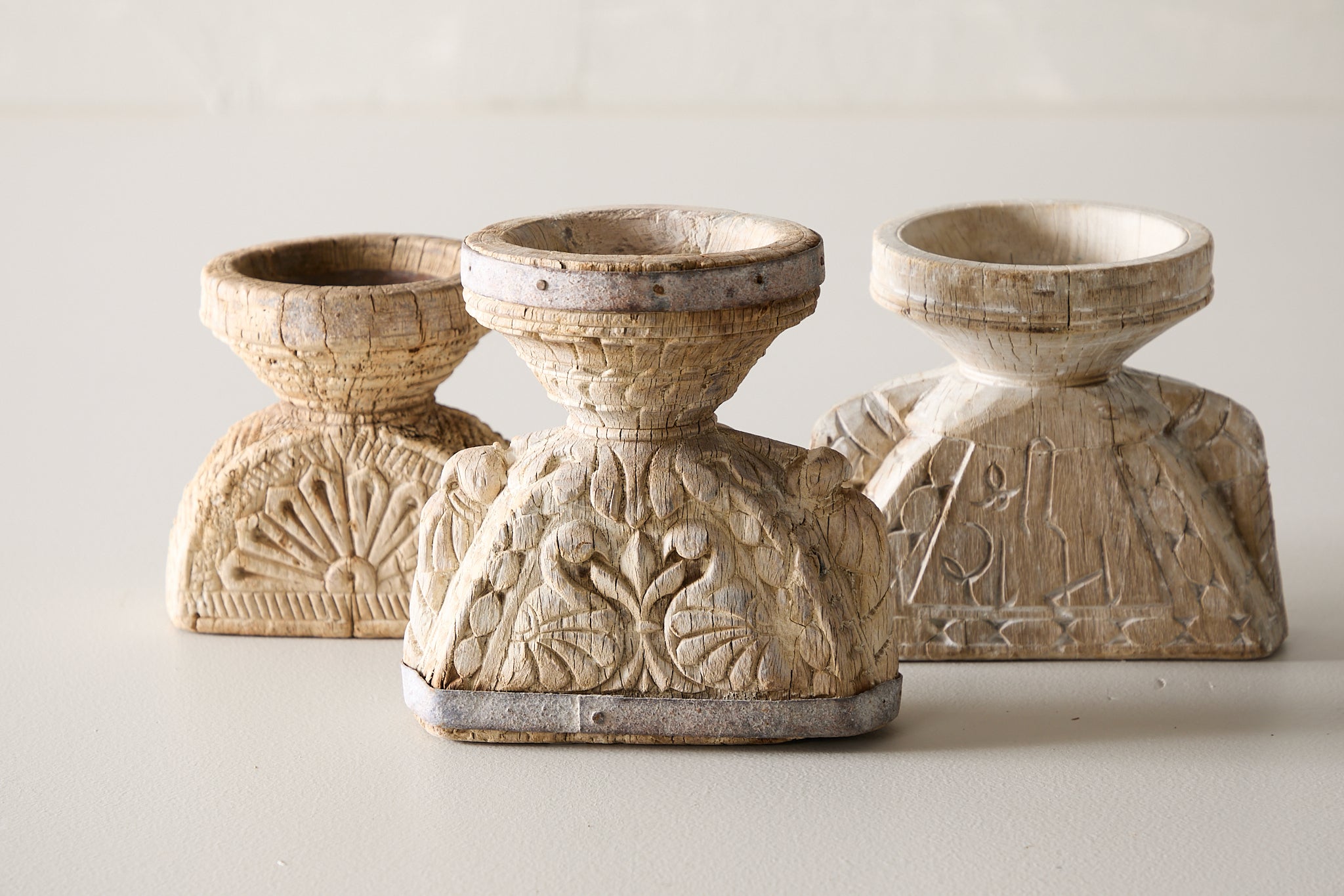 Vintage Carved Seeder Candle Stand